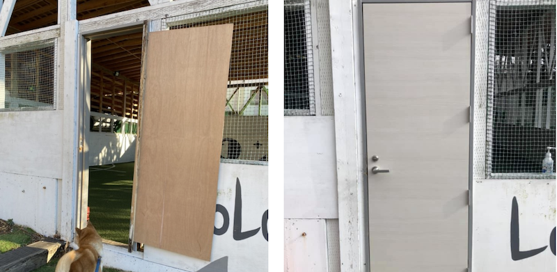 FCレアーレの保護者の方のご寄付で、ロログラウンドに新しいドア！