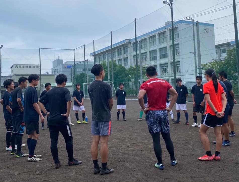 沼津中央高校サッカー部と国際交流トレーニング